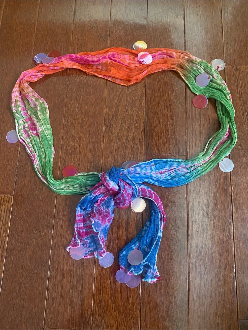 Mimi & Maggie Vibrant Rainbow Tie-Dye Pattern Viscose Scarf Belt